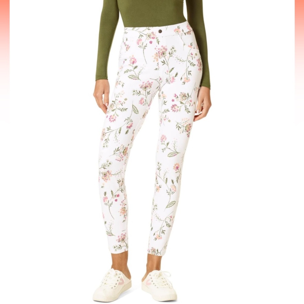 UTOPIA By HUE Women's Denim Leggings 🪷 White-Lotus Floral